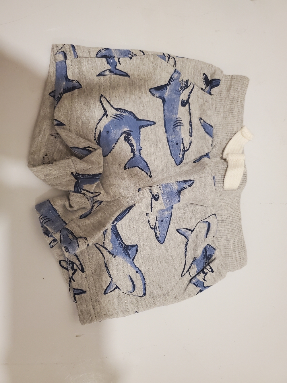 NWOT Carter's 3-6 Month Grey Shorts with Blue Shark Print